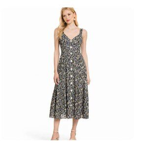 Women’s Rails Violet Midi Dress Black Mini Floral Print size Medium button front